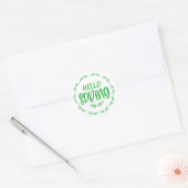Groene Blad Hallo Lente Ronde Sticker (Envelop)