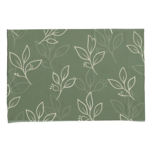 Groene Blad Hoeslaken Set Kussensloop (Voorkant-Rechts)