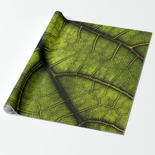 Groene blad in close-up fotografie cadeaupapier (Uitgerold)