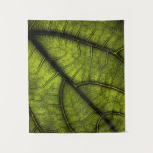 Groene blad in close-up fotografie wandkleed