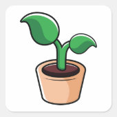 Groene Blad Kamerplant Vierkante Sticker (Voorkant)