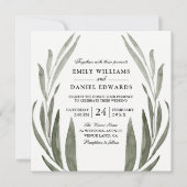 Groene Blad Krans Trouw Uitnodiging (Voorkant)