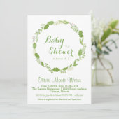Groene Blad Krans - Uitnodiging Baby Shower (Staand voorkant)