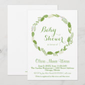 Groene Blad Krans - Uitnodiging Baby Shower (Voorkant / Achterkant)