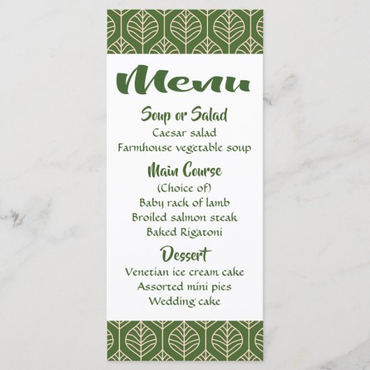 Groene Blad Menu Boho Bruiloft Feest Bladeren (Voorkant)