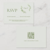 Groene blad Monogram Crest bruiloft website RSVP Informatiekaartje (Voorkant / Achterkant)