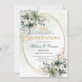 Groene Blad Quinceañera Boho Stijl Uitnodiging (Voorkant)