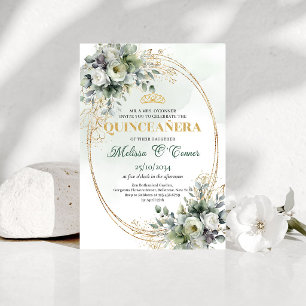 Groene Blad Quinceañera Boho Stijl Uitnodiging