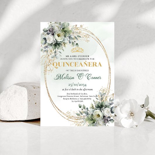 Groene Blad Quinceañera Boho Stijl Uitnodiging
