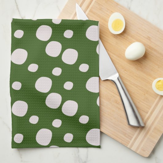 Groene Blad Rode Stippen Theedoek (Quarter Fold)