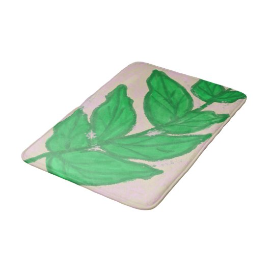 Groene Blad Roze Beige Badmat (Gekanteld)