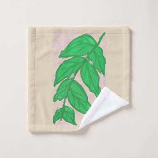 Groene blad roze spat waterverf badhanddoekenset bad handdoek (Wasdoekje)