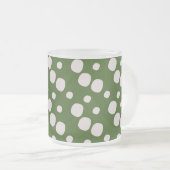 Groene Blad Roze Stippen Matglas Koffiemok (Voorkant rechts)
