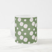 Groene Blad Roze Stippen Matglas Koffiemok (Voorkant links)