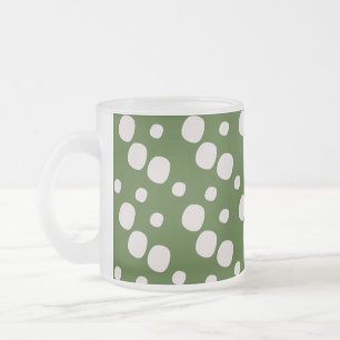 Groene Blad Roze Stippen Matglas Koffiemok