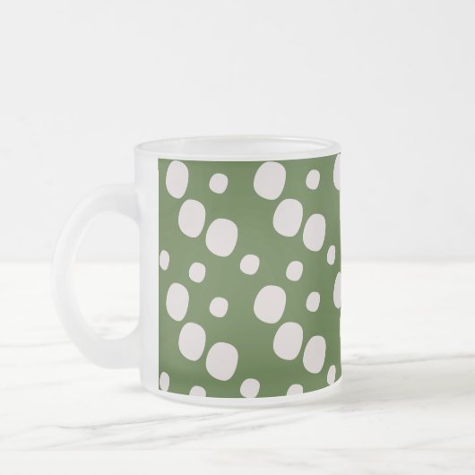Groene Blad Roze Stippen Matglas Koffiemok (Links)