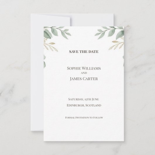 Groene blad save-the-datekaart save the date (Voorkant)