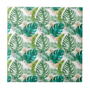 Groene blad verscheidenheid Metallic kleuren Zomer Tegeltje