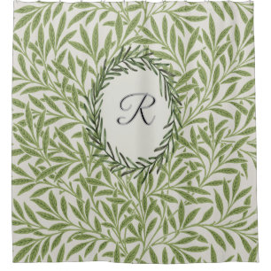 Groene blad William Morris Natuur kunst Letter Douchegordijn