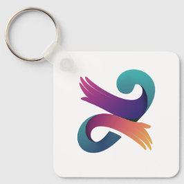 Groene Blad Witte Lijnen en Grafisch Ontwerp Sleutelhanger