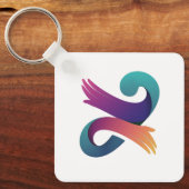 Groene Blad Witte Lijnen en Grafisch Ontwerp Sleutelhanger (Voorkant)