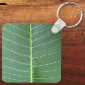 Groene Blad Witte Lijnen en Grafisch Ontwerp Sleutelhanger (Achterkant)