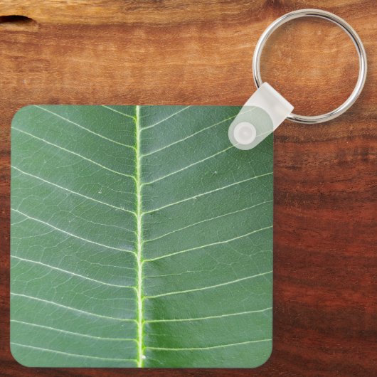 Groene Blad Witte Lijnen en Grafisch Ontwerp Sleutelhanger (Achterkant)