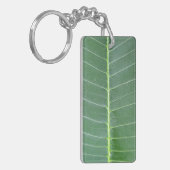 Groene Blad Witte Lijnen Rechthoek Sleutelhanger (Voorkant Links)