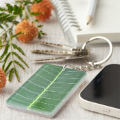 Groene Blad Witte Lijnen Rechthoek Sleutelhanger (Voorkant Rechts)