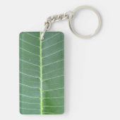 Groene Blad Witte Lijnen Rechthoek Sleutelhanger (achterkant)