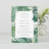 Groene bladachtige elegante botanische doopfoto kaart (Staand voorkant)