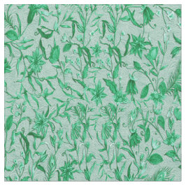 Groene bladbloemen op een getextureerde achterkant stof