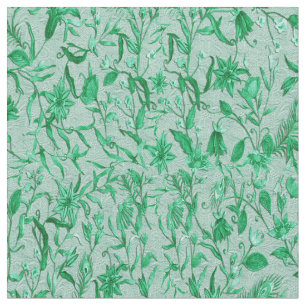 Groene bladbloemen op een getextureerde achterkant stof