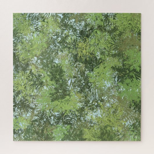 Groene bladbomen met blauwe lucht die door de kuns legpuzzel (Verticaal)