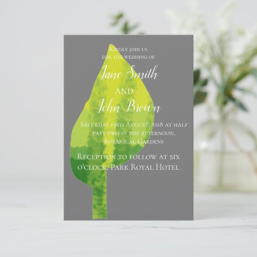 Groene bladeco-natuur bruiloft kaart (Staand voorkant)