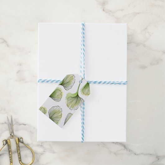 Groene bladen cadeaulabel (Met Touw)