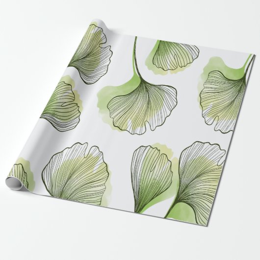 Groene bladen cadeaupapier (Uitgerold)