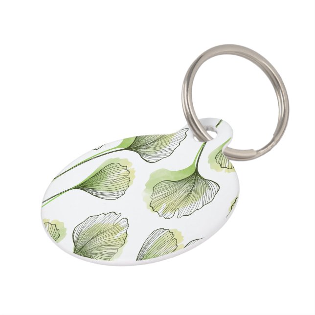 Groene bladen huisdierpenning (Zijkant)