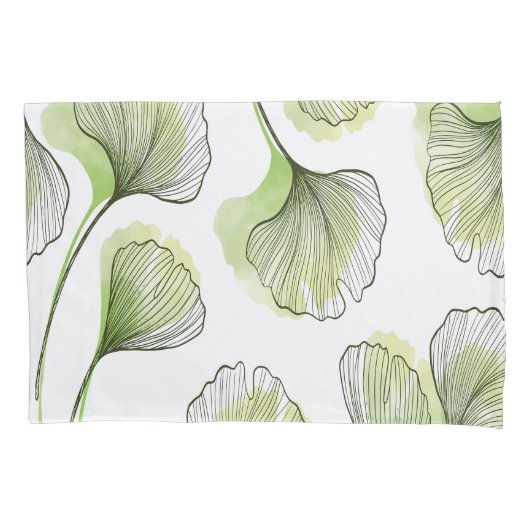 Groene bladen kussensloop (Voorkant-Links)