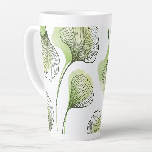 Groene bladen latte mok (Linkerhoek)