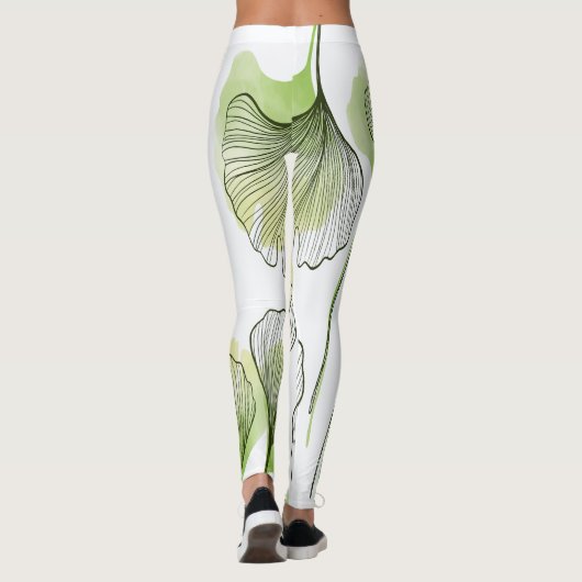 Groene bladen leggings (Achterkant)