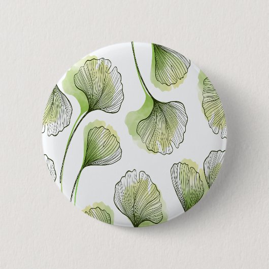 Groene bladen ronde button 5,7 cm (Voorkant)