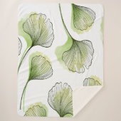 Groene bladen sherpa deken (Voorkant)