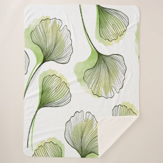 Groene bladen sherpa deken (Voorkant)