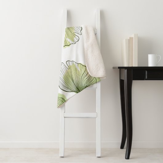 Groene bladen sherpa deken (In situ)