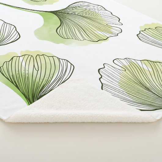 Groene bladen sherpa deken (3/4)