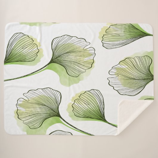 Groene bladen sherpa deken (Voorkant (horizontaal))