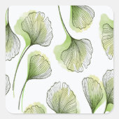 Groene bladen vierkante sticker (Voorkant)