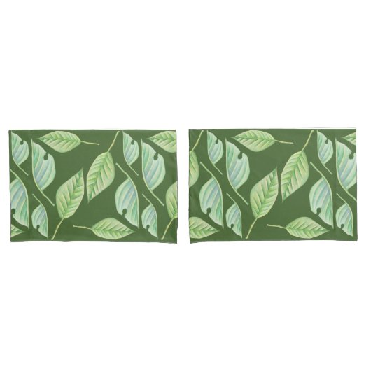 Groene bladeren Aangepaste Hoesjes tekenen Kussensloop (Voorkant-Set)