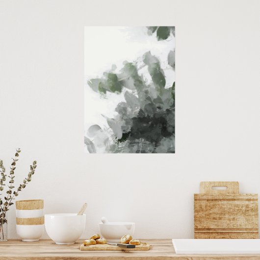 Groene bladeren Abstracte afdrukken Poster (Keuken)